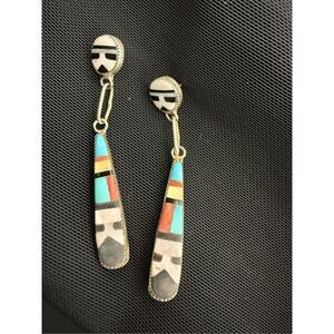 Zuni STO inlay sunface earrings